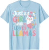 Funny Adorable Llama Lover Just a Girl Who Loves Cute Llamas Gifts for Girls Kids T-Shirt - Baby Blue
