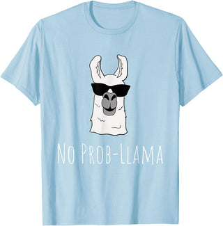 Llama Mama Apparel No Prob-Llama No Problem Cute Funny Cool Llama Alpaca Gift T-Shirt - Baby Blue