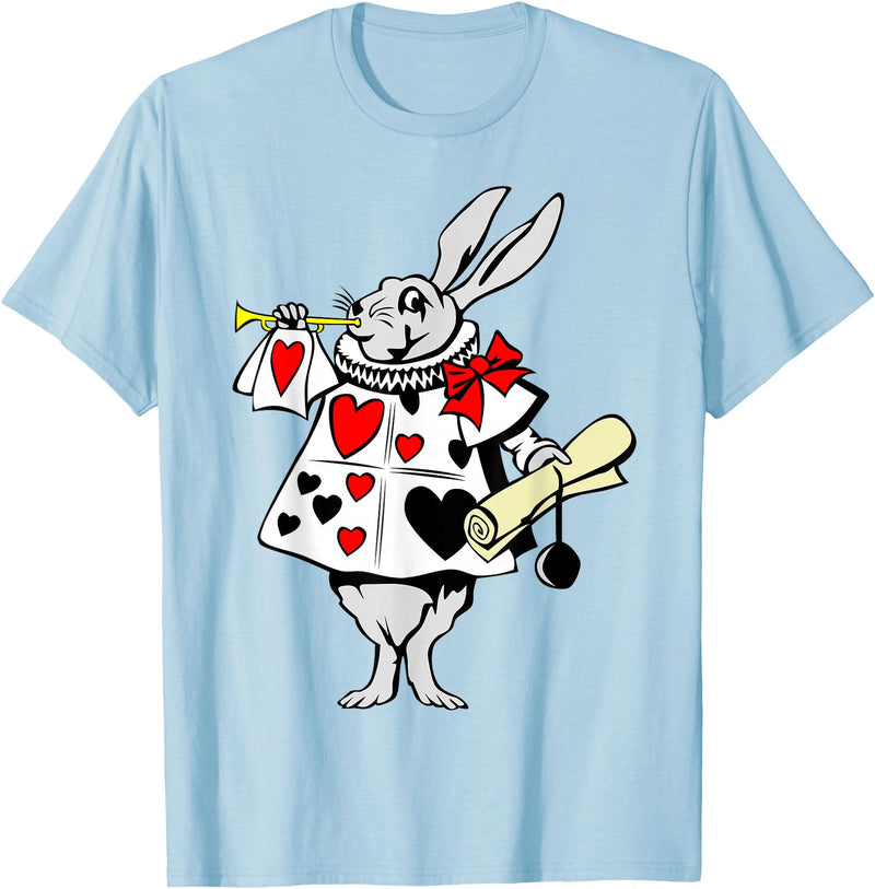 Alice in Wonderland Rabbit Easter Bunny Playing Music T-Shirt in Baby Blue