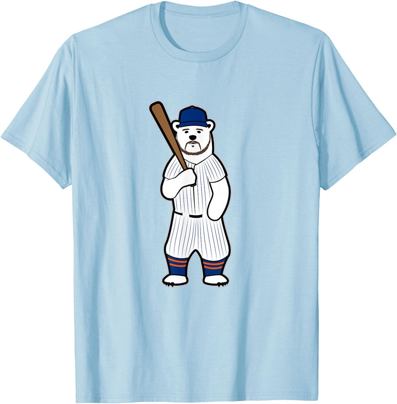 GrafixJoker Baseball Polar Bear Pete T-Shirt - Baby Blue