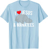 Sea Cows Tees I Love Jesus and Manatees, Cute Christian Manatee T Shirt T-Shirt - Baby Blue
