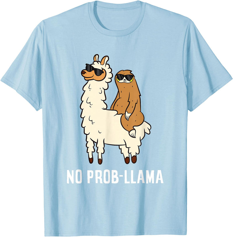 The Llama Lover No Prob-llama Cute No Prob Llama T-Shirt - Baby Blue