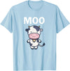 Moo Cow Funny Farmer Cow for Adults Kids Boys and Girls T-Shirt - Baby Blue