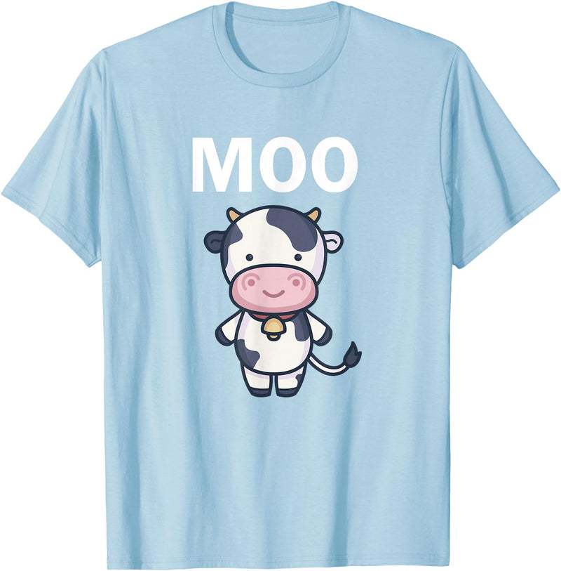 Moo Cow Funny Farmer Cow for Adults Kids Boys and Girls T-Shirt - Baby Blue