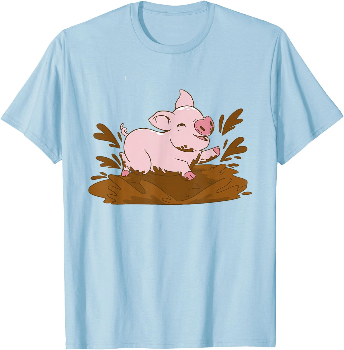 Pigs Mud Pig Playing in the Mud T-Shirt - Baby Blue