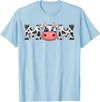 ETHRLO cow im one birthday decorations Shirts Mom Cow Print Cowboy Animal Pattern Farmer Cow Mother Mom T-Shirt - Baby Blue