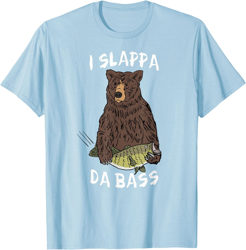 Musical Bears I SLAPPA DA BASS (Bear Playing Bass) T-Shirt - Baby Blue