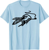 Rabbit Smoking a Pipe T-Shirt in Baby Blue