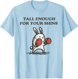 Tall Enough for Your Shins Cute Bunny Rabbit T-Shirt in Baby Blue