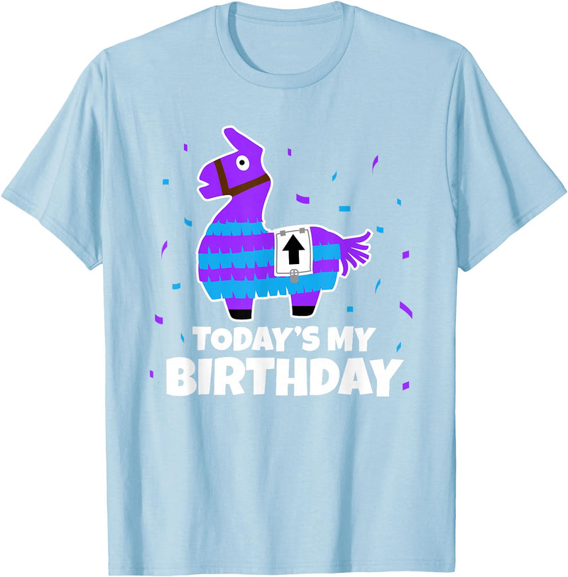Todays My Bday LLama Tees Cute Birthday Llama Funny Bday Animal Party T-Shirt - Baby Blue