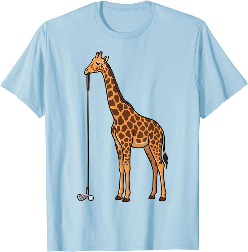 Golf Golfing Golfer Giraffe Animal Safari Giraffe Golf T-Shirt - Baby Blue