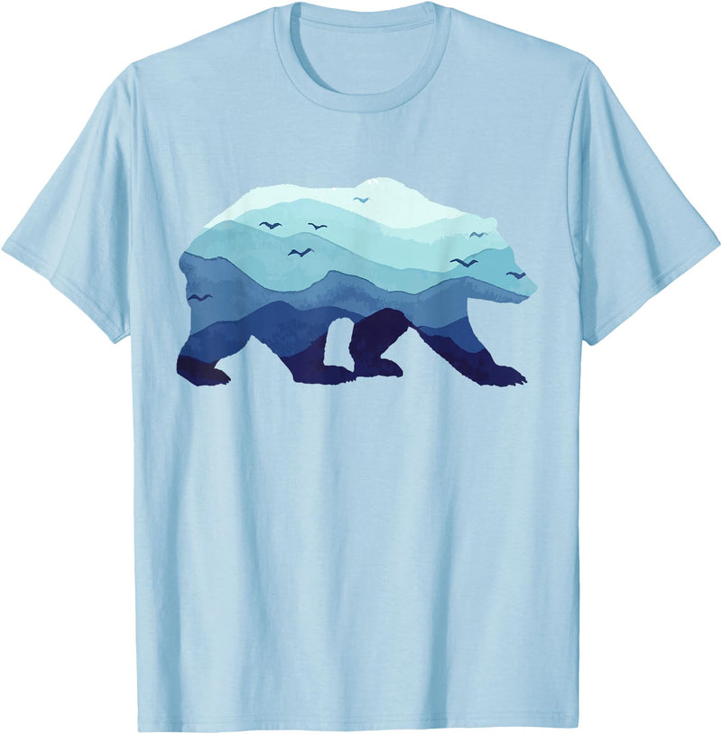 Grizzly Bear Mountains - Gifts & Apparel Co. Bear Nature Mountains Grizzly Hiking Camping Outdoor Gift T-Shirt - Baby Blue