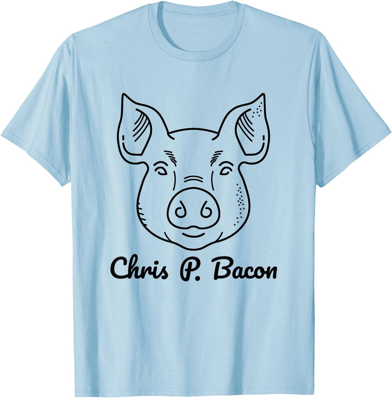 Funny Pet Pigs Tasty Bacon Butcher Breakfast Jokes Funny Pig Names Chris P. Bacon Crispy Bacon Lover Farm Pets T-Shirt - Baby Blue