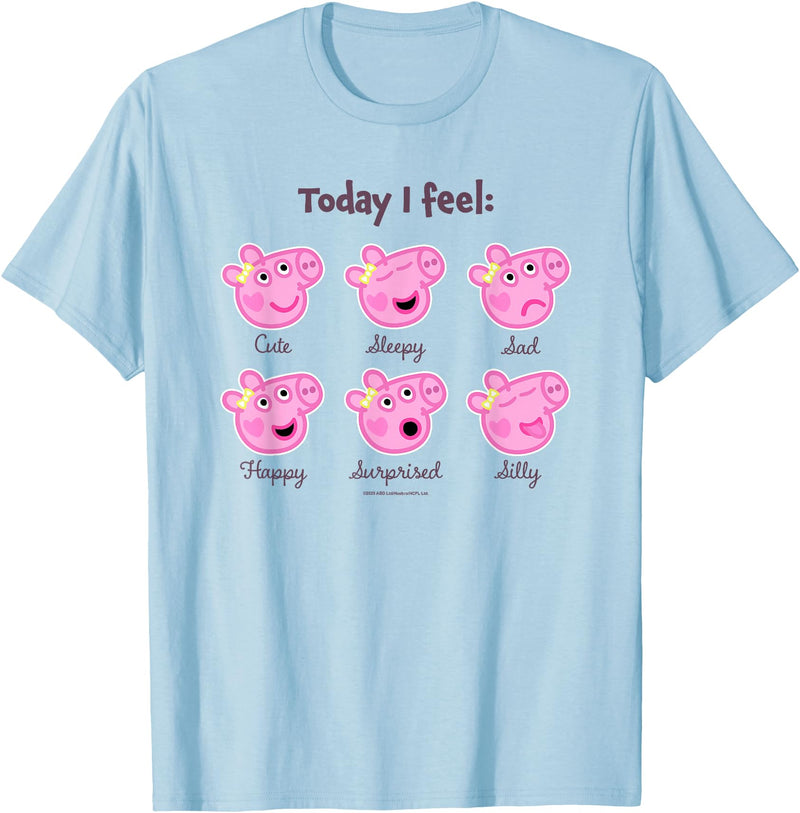 Peppa Pig 20th Anniversary Today I Feel… Baby Faces T-Shirt - Baby Blue