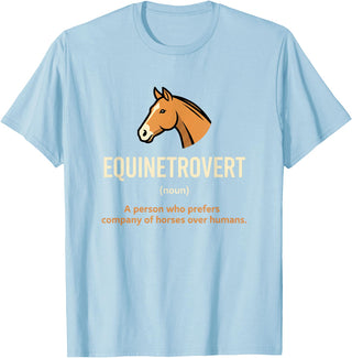 Horse Equine Equinetrovert Equestrian Lover Kid Fo Equinetrovert Funny Horse Definition Kids Horse Lover Equesn T-Shirt - Baby Blue