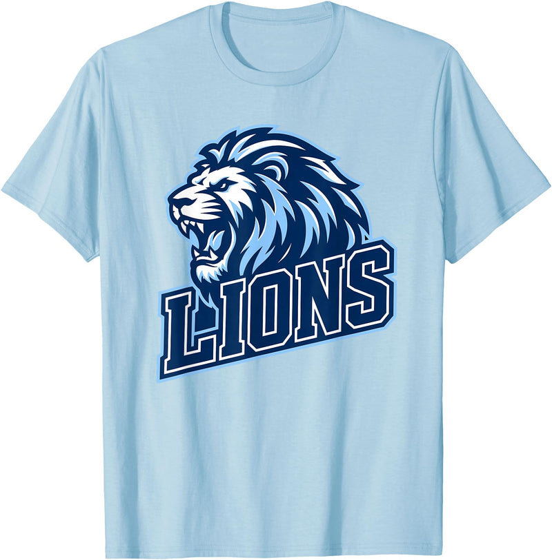 Back To School Team Spirit Wear Lions Mascot Back to School Team Spirit T-Shirt - Baby Blue