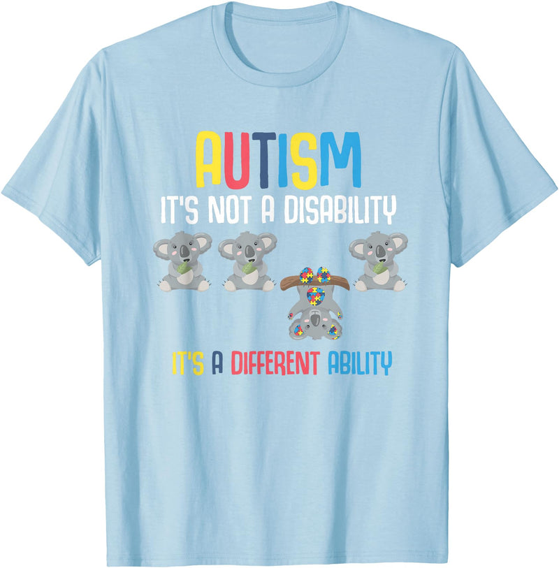 Autism Awareness Gifts Cute Koala Bears Its A Different Ability Autism Awareness T-Shirt - Baby Blue