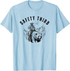 Exteevaganza Safety Third Cowboy Riding Bear Humorous Graphic T-Shirt - Baby Blue