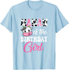 Vintage Retro Birthday Mamaw Of The Birthday Girl Farm Cow 1St Birthday Girl T-Shirt - Baby Blue