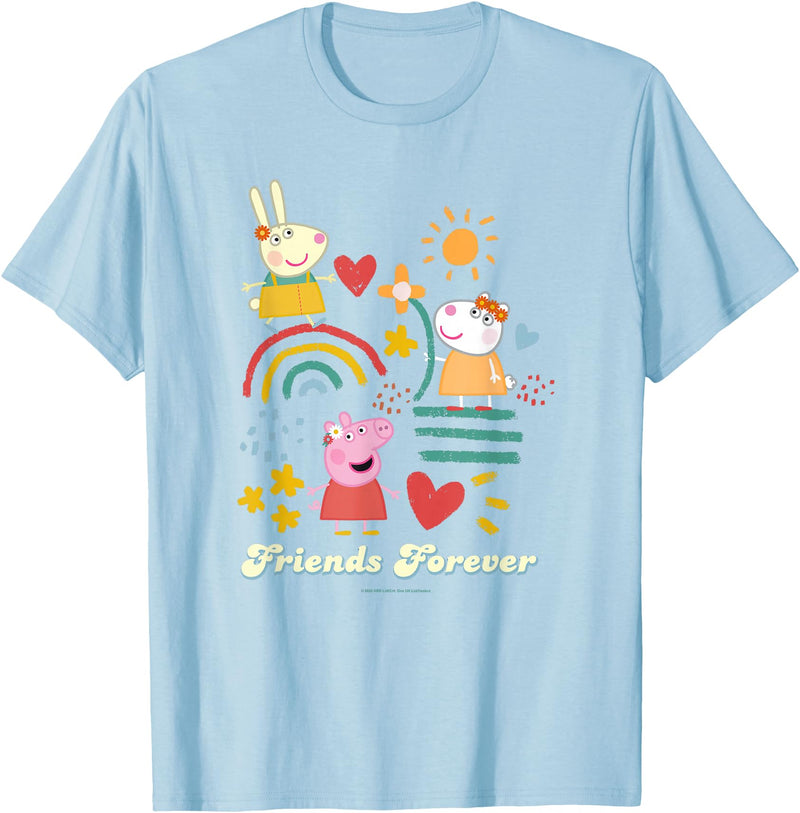 Peppa Pig Friends Forever Rebecca Rabbit & Suzy Sheep T-Shirt - Baby Blue