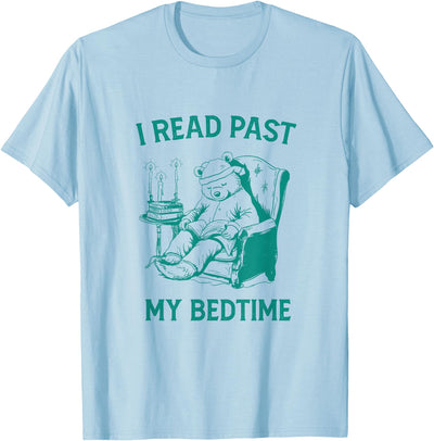 I Read Past My Bedtime Vintage Funny Teddy Bear Graphic T-Shirt