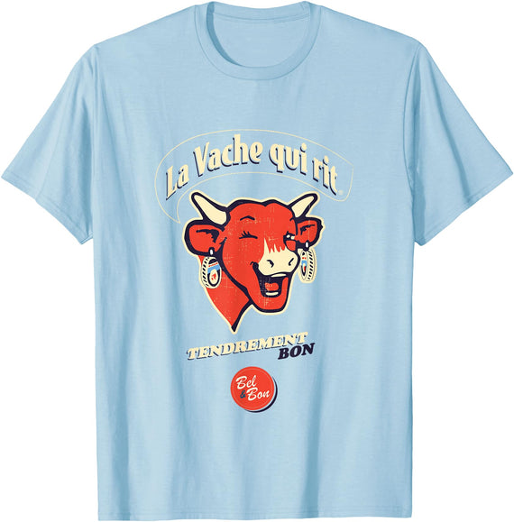 The Laughing Cow French Slogan T-Shirt - Baby Blue