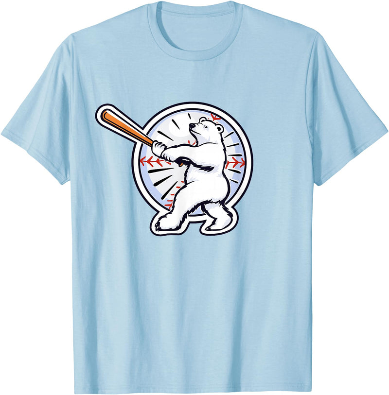 Birdmouse Polar Bear Baseball T-Shirt - Baby Blue