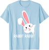 Rabbit First Day of the Month Good Luck Phrase T-Shirt in Baby Blue
