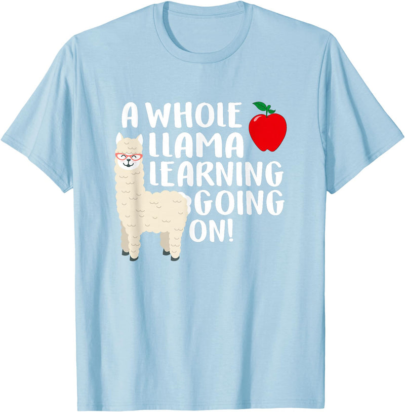 SOMMAS TEACHER A Whole Llama Learning Going on Funny First Grade Teacher T-Shirt - Baby Blue