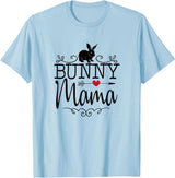Bunny Mama Rabbit Mom Graphic for Women and Girls T-Shirt in Baby Blue