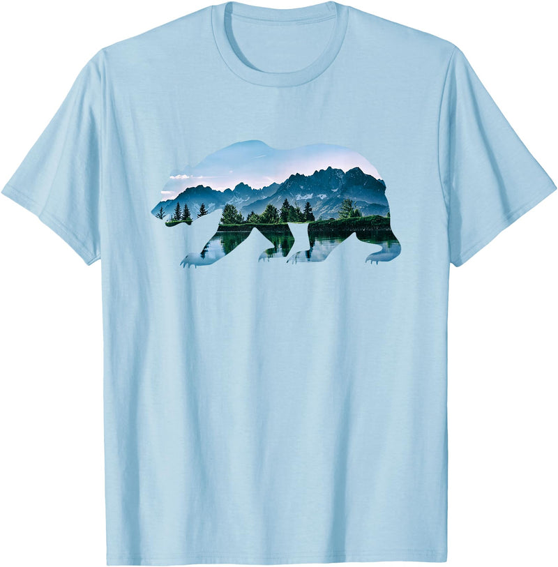 Retro National Park Shirts Bear Vintage National Park Bear Wildlife Mountains T-Shirt - Baby Blue
