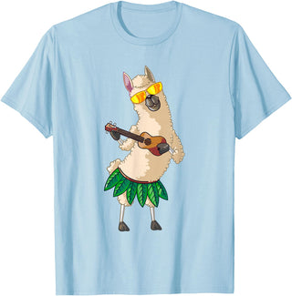 Llama Ukulele Luau TShirt Cute Gifts Llama Ukulele Luau Cute Funny Cool Hawaii Alpaca Gift T-Shirt - Baby Blue