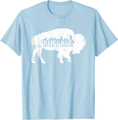 Cow Designs Buffalo Ny Distressed Skyline T-Shirt