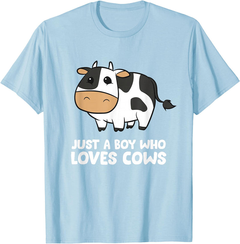 Funny Cow Lover Gifts Just a Boy Who Loves Cows T-Shirt - Baby Blue