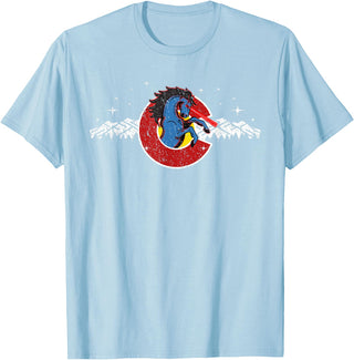 Colorado Underground Colorado Blucifer Demon Horse T-Shirt - Baby Blue
