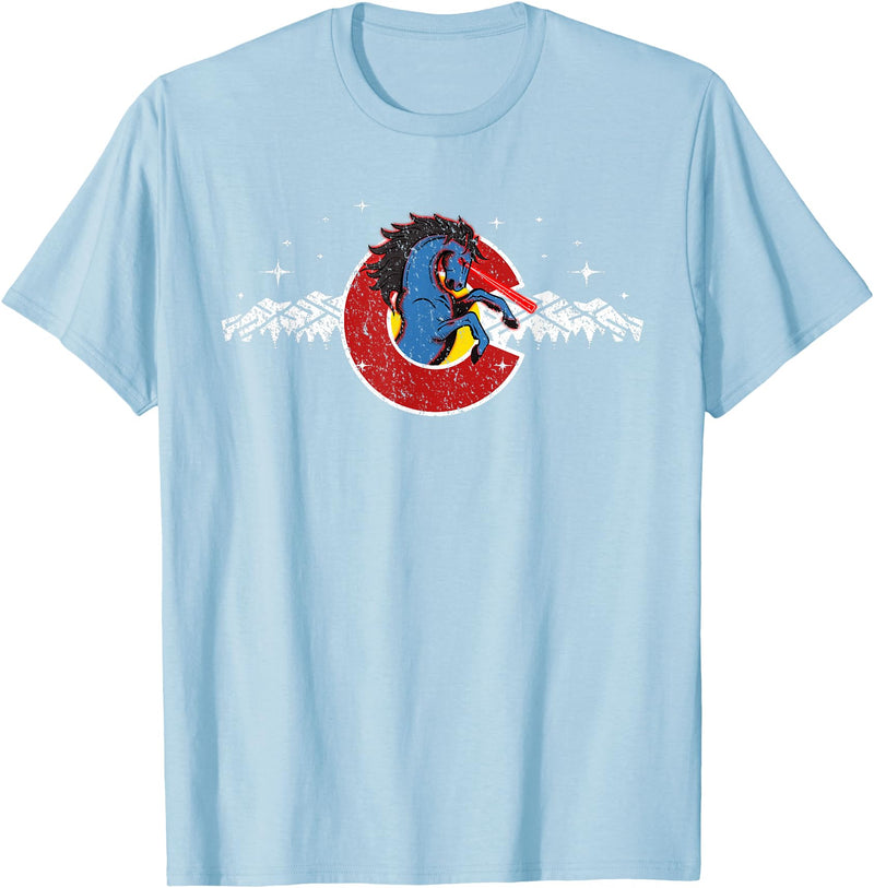 Colorado Underground Colorado Blucifer Demon Horse T-Shirt - Baby Blue