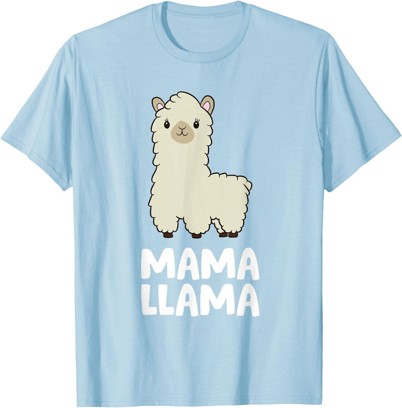 Llama Mama And Llama Papa Gifts Women Llama Mom Mama Llama T-Shirt - Baby Blue