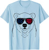 Polar Bear US Polar Bear 4th July America USA Flag T-Shirt for Women Kids Men - Baby Blue