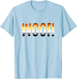 "WOOF!" Gay Bear Pride Flag Text T-Shirt