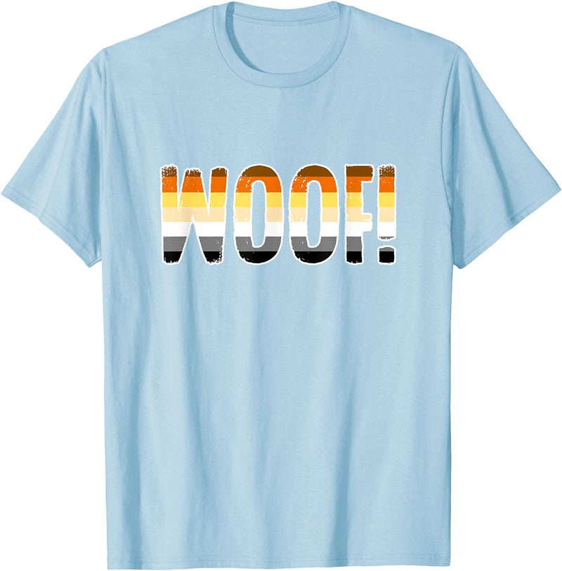 Gay Bear Apparel Woof! - Funny Gay Pride Bear T-Shirt - Baby Blue