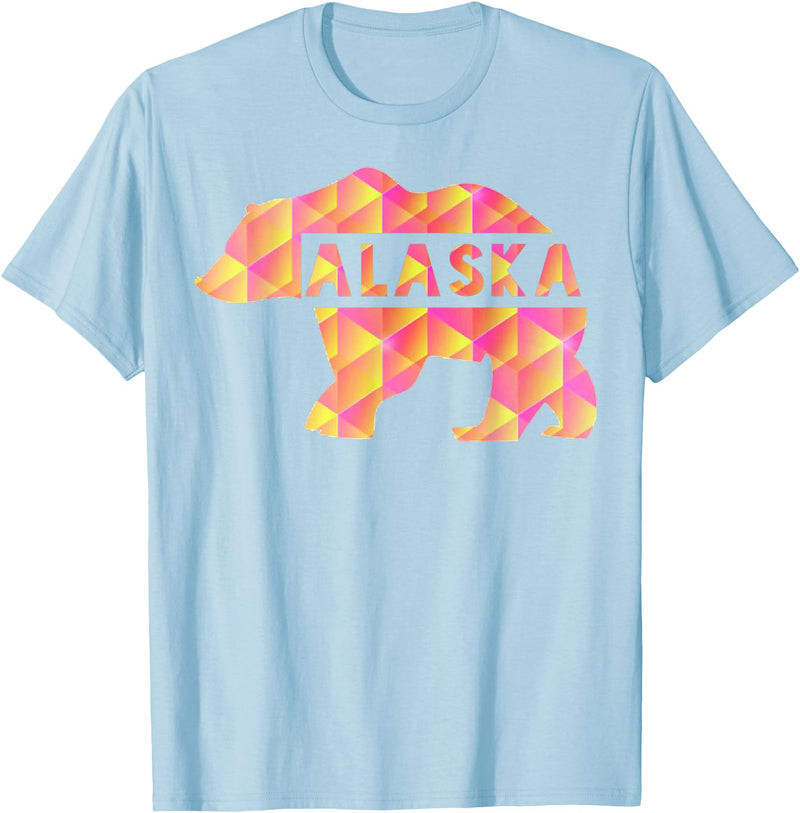 Proud Alaskan Bear Art Alaska State Pride Proud Alaskan Pink Grizzly Bear T-Shirt - Baby Blue