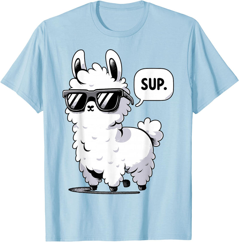 Magical and Funny Llama lover Gifts Alpaca Llama with Sunglasses Sup T-Shirt - Baby Blue
