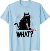 Cat Owners Black Cat What? Black Cat Murderous Cat With Knife Black Cat T-Shirt