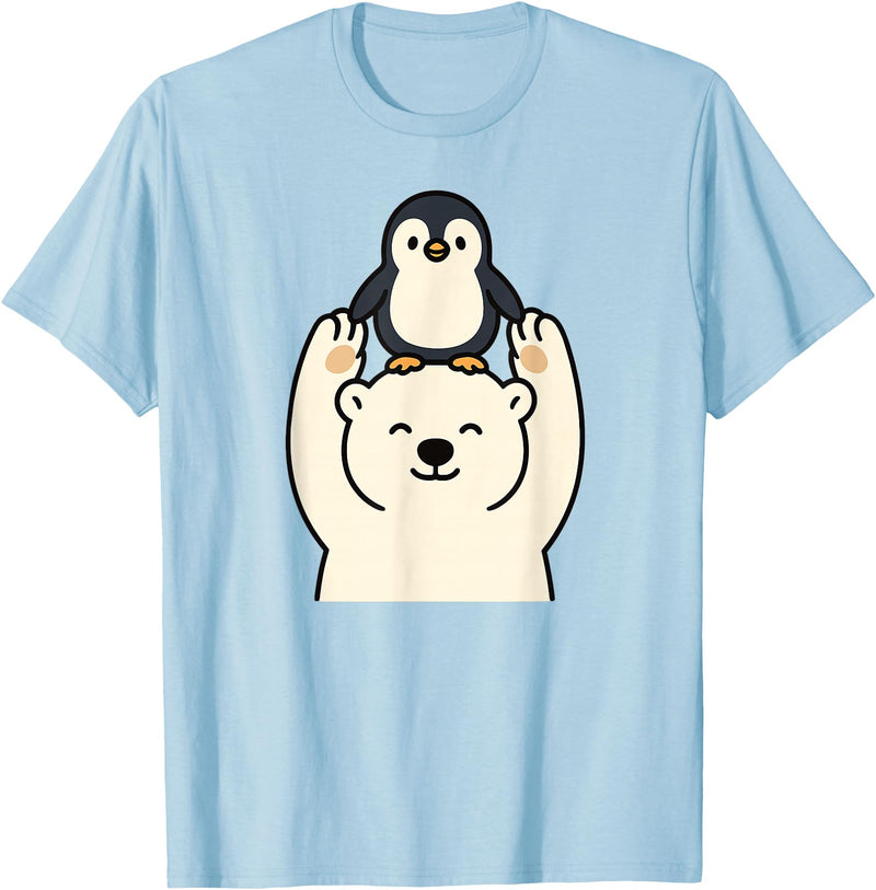 Wild Harmony Friends Co Polar Bear Penguin Friendship Cute Best Friends T-Shirt - Baby Blue