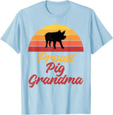 Pig Lover Gifts & Accessories Proud Pig, Grandma, Pig Holder, Pig Holder, Pig Dog, Grandma T-Shirt - Baby Blue