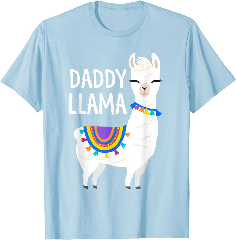 Birthday Llama Shirts Gift Daddy Llama Funny Father's Day Shirt Men, Dad, Dad Birthday T-Shirt - Baby Blue