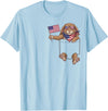 Rabbit Pocket Patriotic American Flag 4th of July USA T-Shirt in Baby Blue