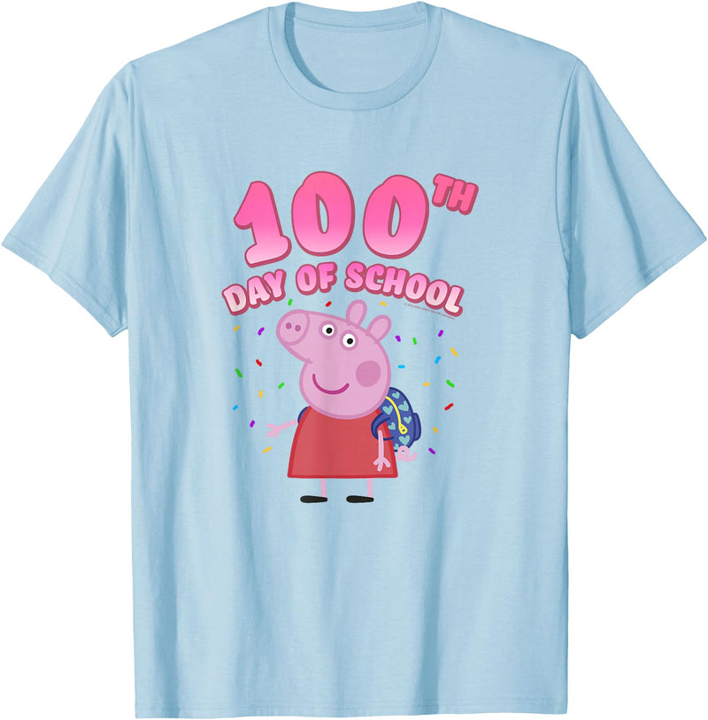 Peppa Pig 100th Day Of School Celebration Confetti T-Shirt - Baby Blue