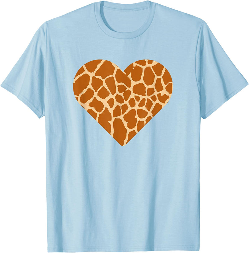 Giraffe Heart Graphic Apparel Giraffe Heart Cute Giraffe Lover Love T-Shirt - Baby Blue