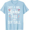 Pigs Memme Just A Girl Who Loves Pigs And Softball Gift Women T-Shirt - Baby Blue